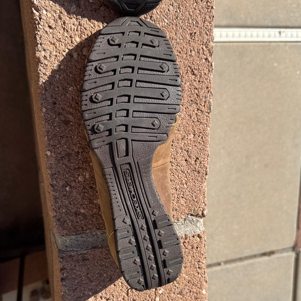 Sketchers Bikers Leather Mary Jane Sandals Womens Size 10 Brown Peep Toe Comfort - Picture 6 of 8